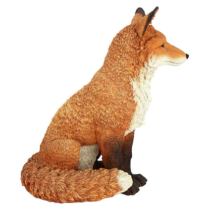 Design Toscano Simon The Woodland Fox Estatua de jardín para Interiores y Exteriores para Patio, Piscina o césped, 18 Pulgadas de Alto, Resina de Piedra fundida, Pintura roja y Naranja