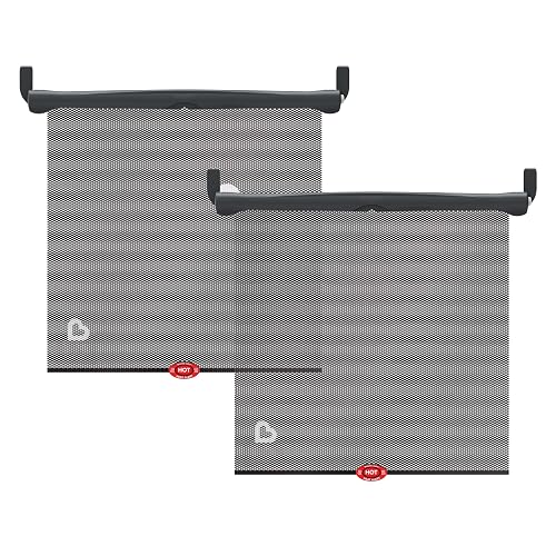 Munchkin Brica - Parasol de Seguridad para Ventana de Automóvil con Alerta de Calor, Ayuda a Bloquear los Rayos UVA/UVB, Paquete de 2, Color Negro
