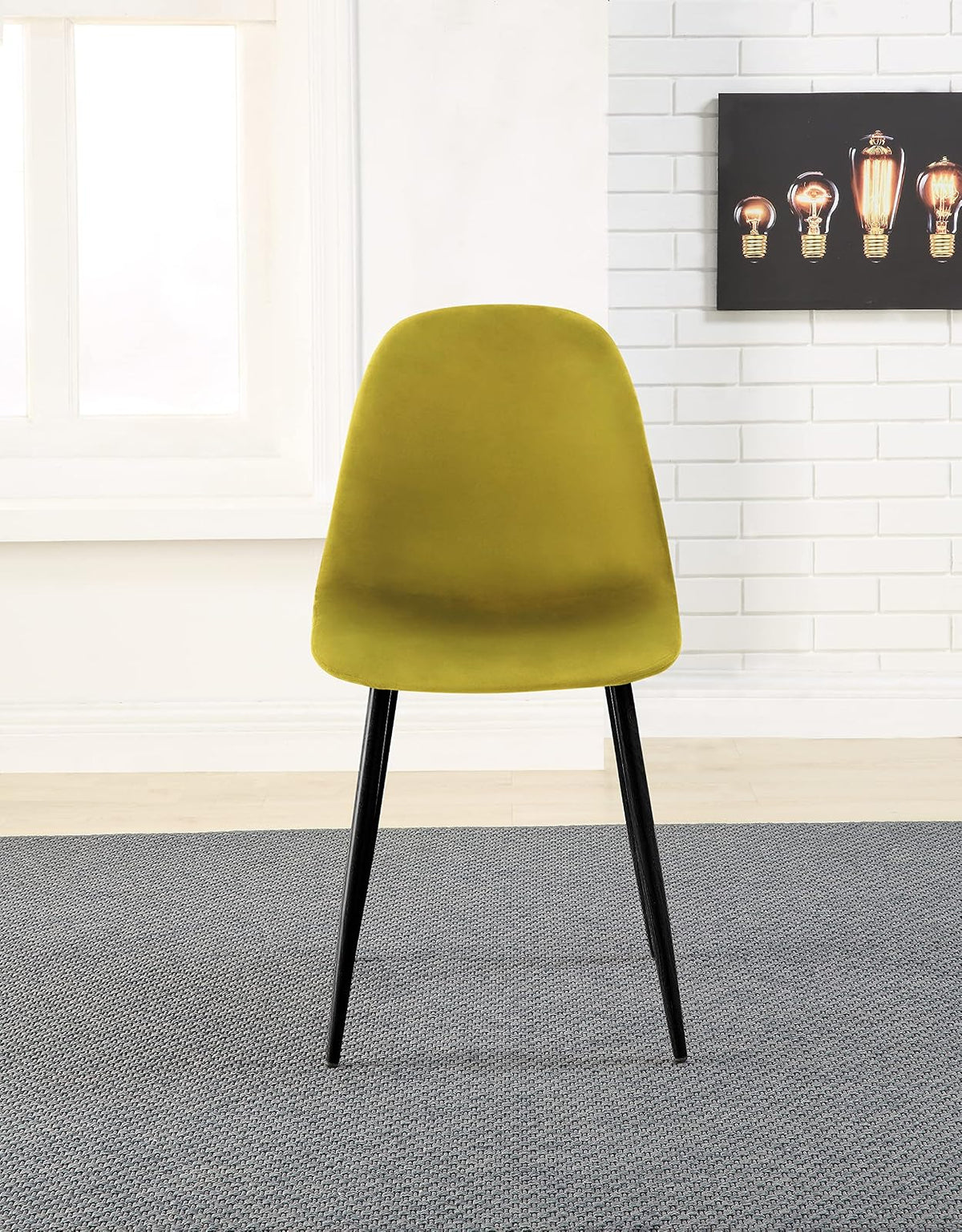 Alterego - Silla Paxton, Tela Terciopelo, Color Mostaza y Negro