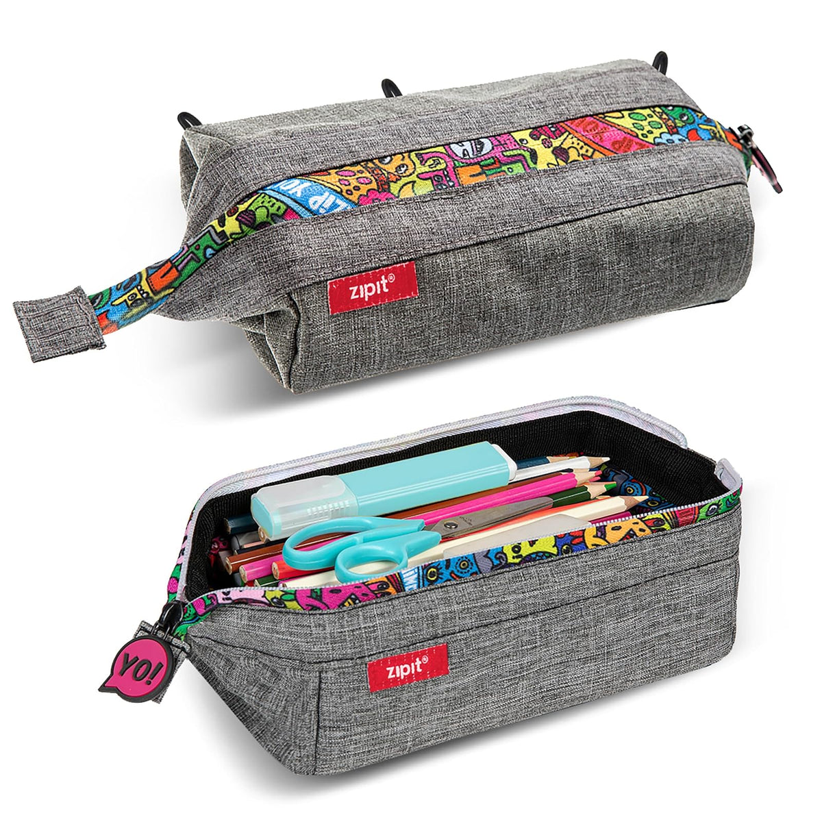 Zipit Lenny Estuche para Lápices de Gran Capacidad - Lenny Loops - Gris
