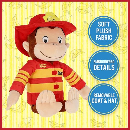 Kids Preferred Curious George Bombero, Juguete Animal de Peluche de 15 Pulgadas para niños y niñas pequeños