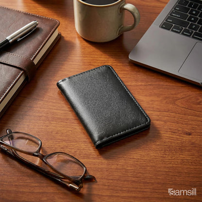 Samsill Regal Leather Business Card Holder, Case Holds 25 Business, Black
