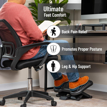 Mind Reader Reposar pie ergonómico, alivio de presión para mayor comodidad, espalda y cuerpo, 1 paquete, negro