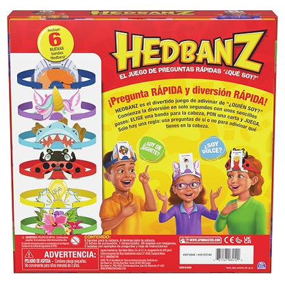 Spin Master Games, Hedbanz 3.ª edición 2025, Juego de adivinar imágenes, Preguntas rápidas y diversión a Toda Velocidad, Juego Sencillo para niños y familias, 2–6 Jugadores, a Partir de 6 años