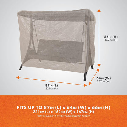 Moderna funda de columpio para patio de ocio, protección de muebles de exterior, perfecta para patio, terraza y porche, funciona para columpios de una plaza, doble y triple plaza, 87 pulgadas de largo x 64 pulgadas de profundidad x 66 pulgadas de alto, be