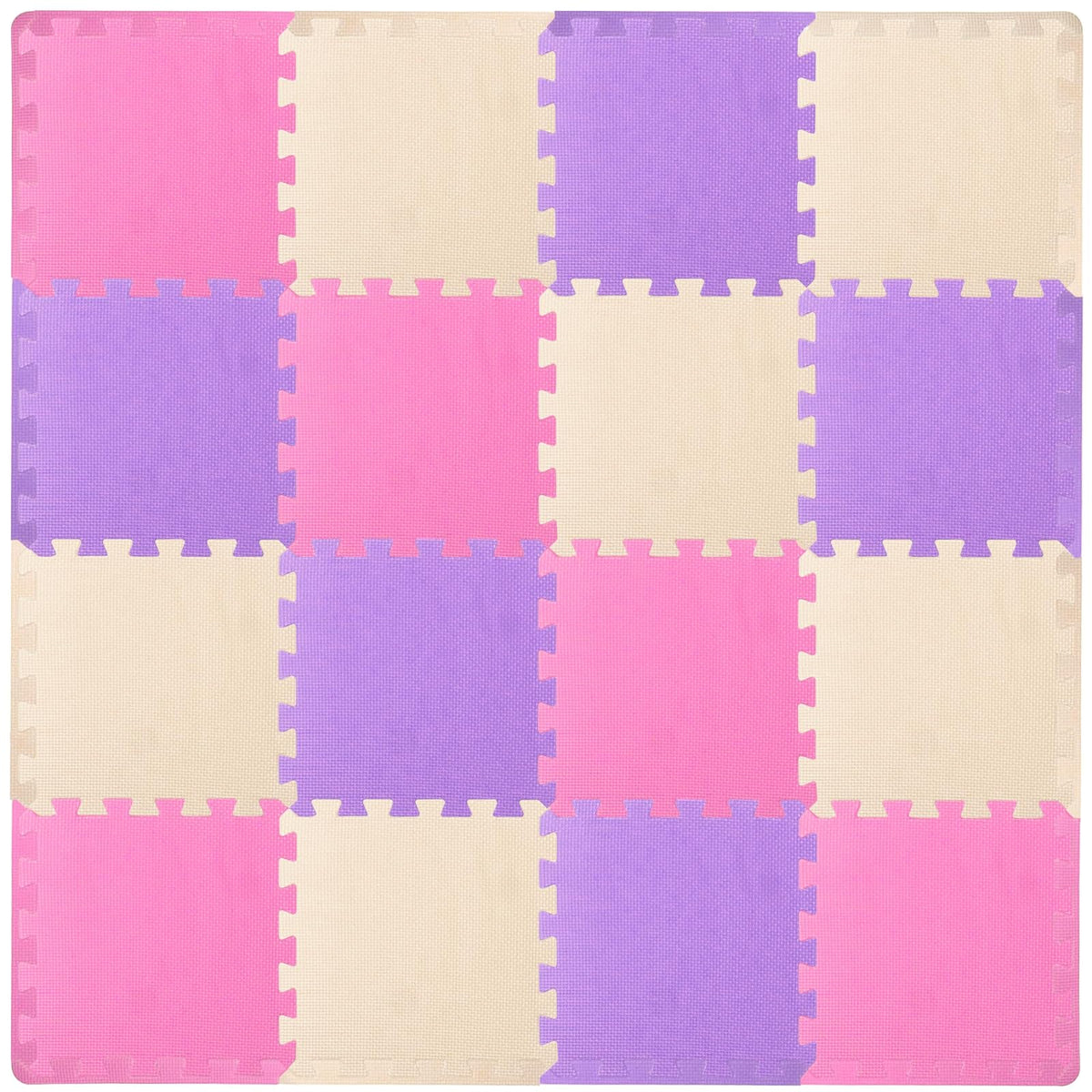 ProSource Tapete de Espuma Armable para Niños 16 Piezas - Pink - Purple - Beige - 16 Tiles