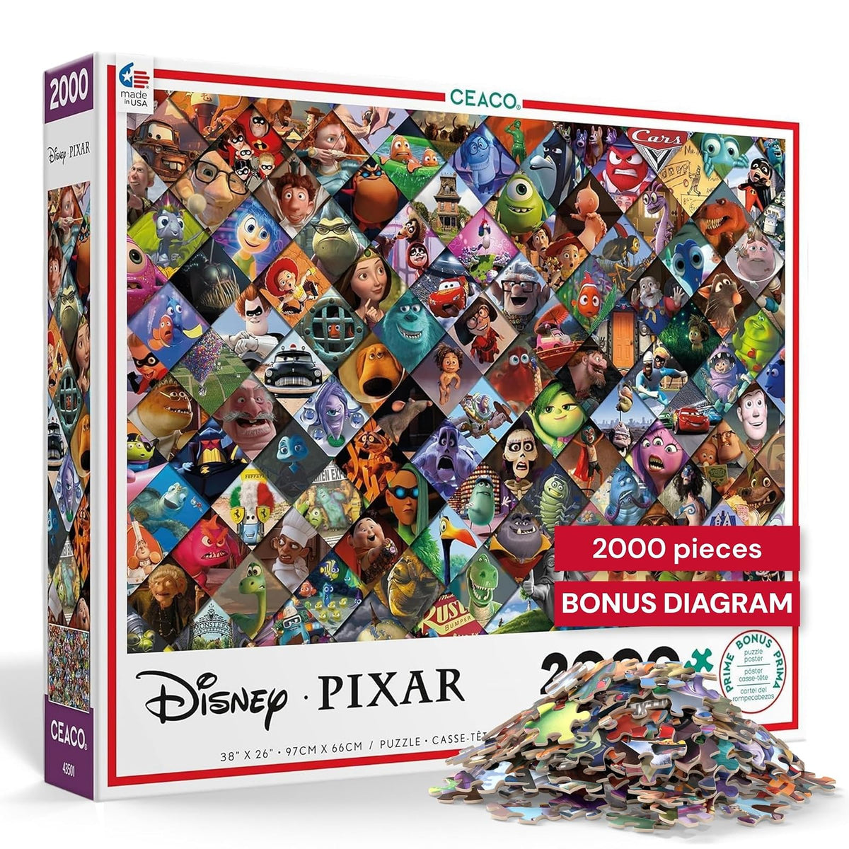 Ceaco Rompecabezas Disney y Pixar de 2000 Piezas para Niños y Adultos - Clips Disney - Pixar