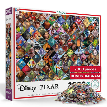 Ceaco Rompecabezas Disney y Pixar de 2000 Piezas para Niños y Adultos - Clips Disney - Pixar