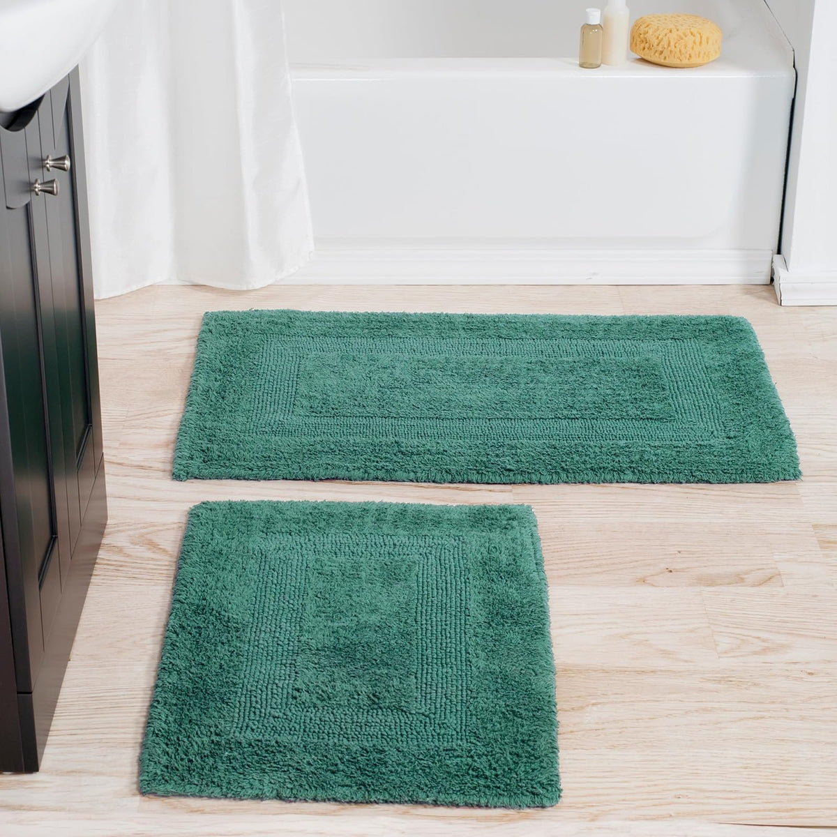 Lavish Home 67-0018-G Reversible Rug Set, Green, 2 Piece - Verde