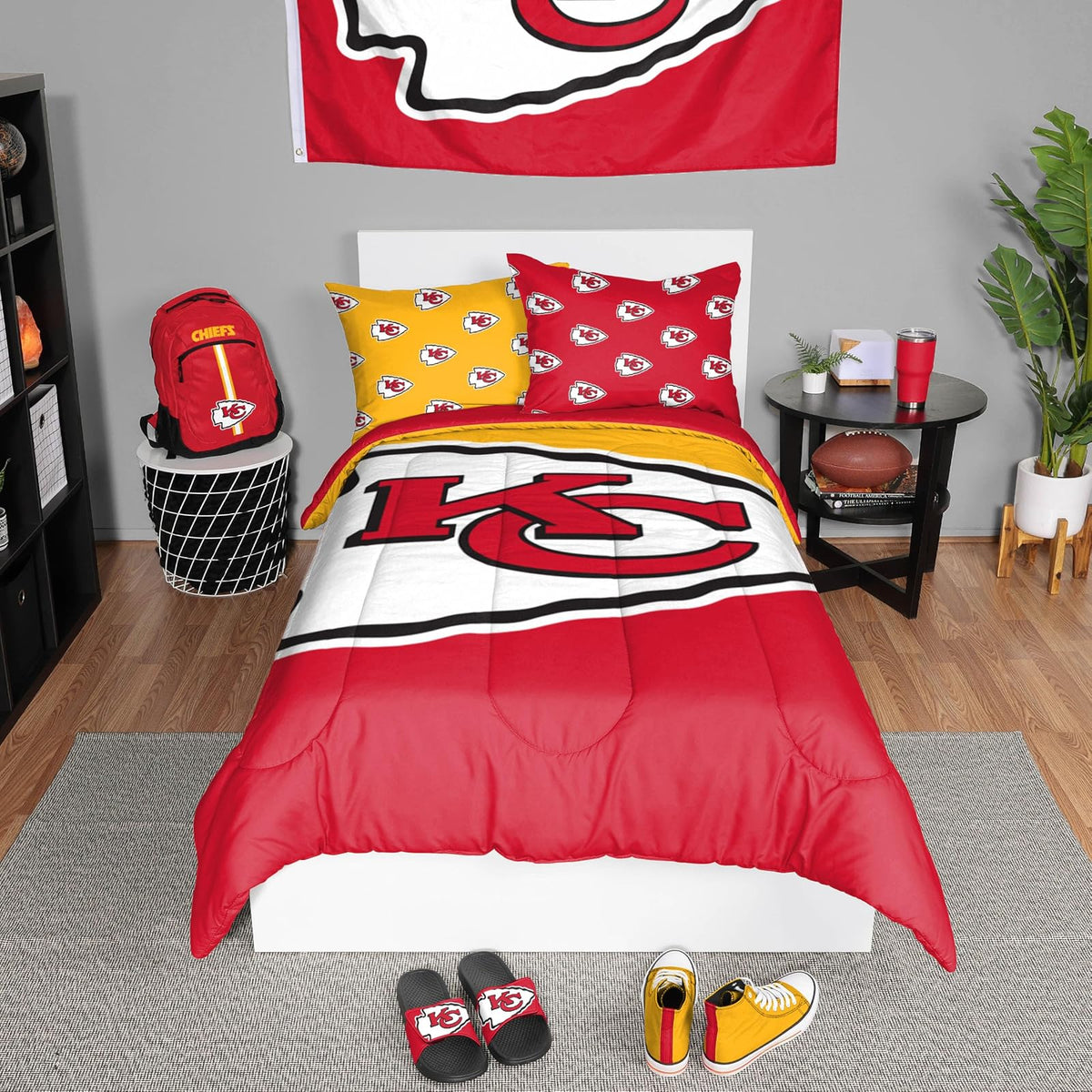 FOCO NFL - Juego de Ropa de Cama en una Bolsa de edredón de 3 Piezas con Logotipo del Equipo