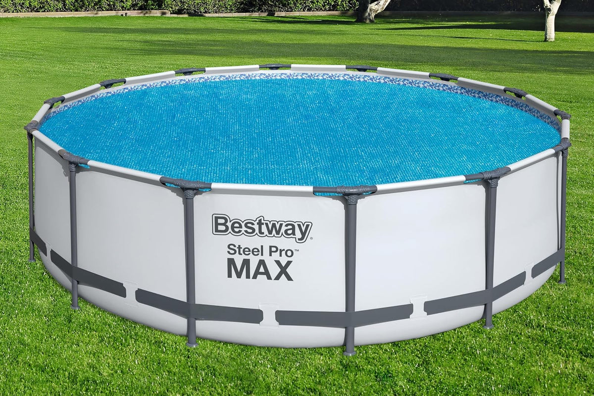 Bestway - Cubierta Solar Redonda para Piscina sobre el Piso, 3,96 m x 4,27 m x 4,57 m