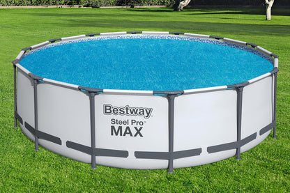 Bestway - Cubierta Solar Redonda para Piscina sobre el Piso, 3,96 m x 4,27 m x 4,57 m