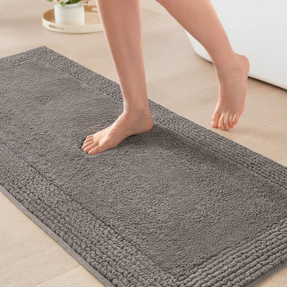 Madison Park Splendor Alfombra de baño reversible 100% algodón, 3000 g/m², lujosa alfombra de baño de felpa de pelo medio, absorbente, de secado rápido, decoración de cuarto de ducha, 24 x 44 pulgadas - 5' x 2' (Rectangular) - Gris antracita