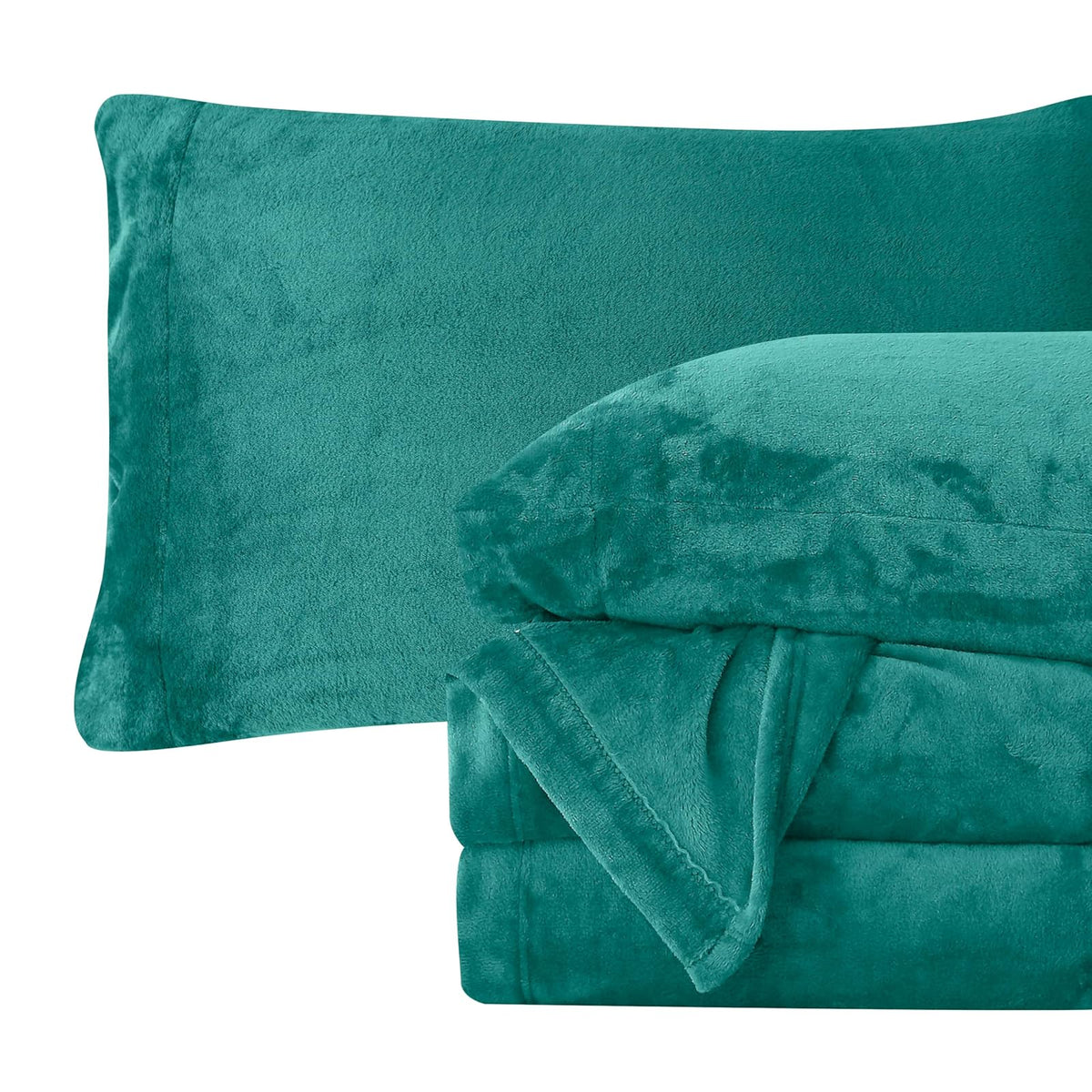 Elegant Comfort Juego de Sábanas de Franela de Terciopelo, 4 Piezas - Turquesa - Doble