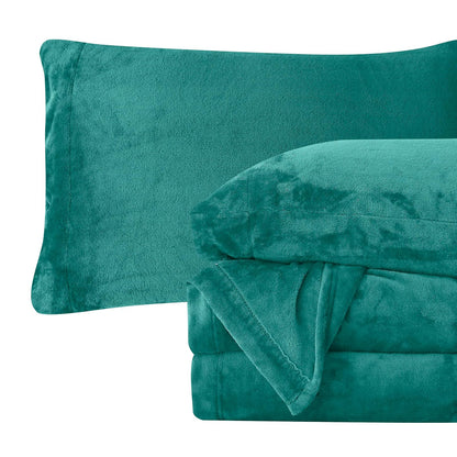 Elegant Comfort Juego de Sábanas de Franela de Terciopelo, 4 Piezas - Turquesa - Doble