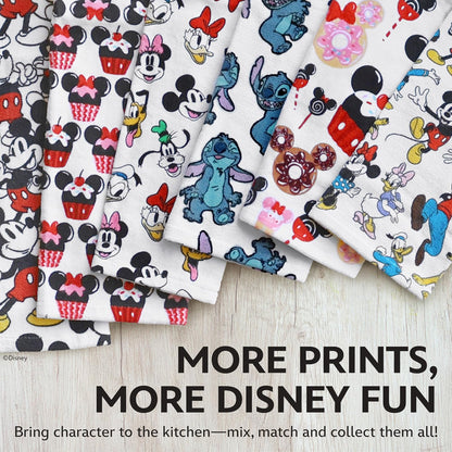 Disney - Juego de 2 toallas de cocina 100% algodón – Toallas de cocina suaves y absorbentes de 16 x 26 pulgadas, diseños de Mickey, Minnie y Stitch – Duraderas, lavables a máquina (Mickey & Friends