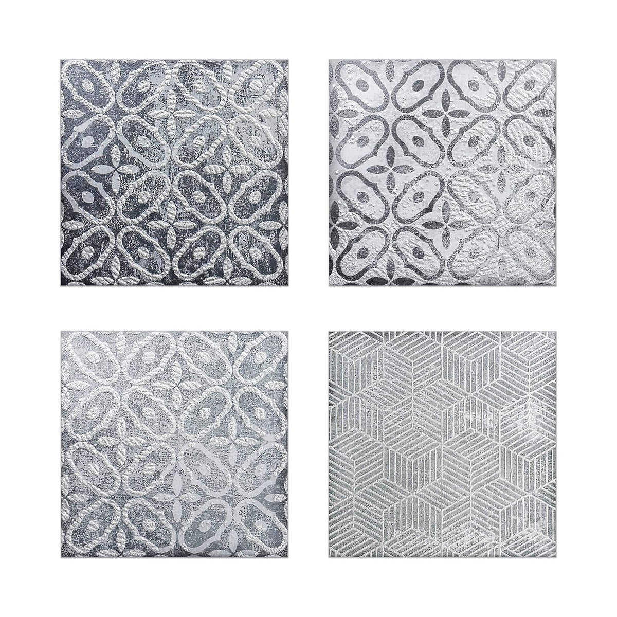 Kantu 2111009 Pacifico - Azulejo Decorativo de cerámica, 6 Pulgadas x 6 Pulgadas, Gris, Paquete de 4