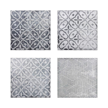 Kantu 2111009 Pacifico - Azulejo Decorativo de cerámica, 6 Pulgadas x 6 Pulgadas, Gris, Paquete de 4