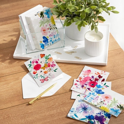 Hallmark Surtido de tarjetas en blanco, flores pintadas (48 tarjetas con sobres)