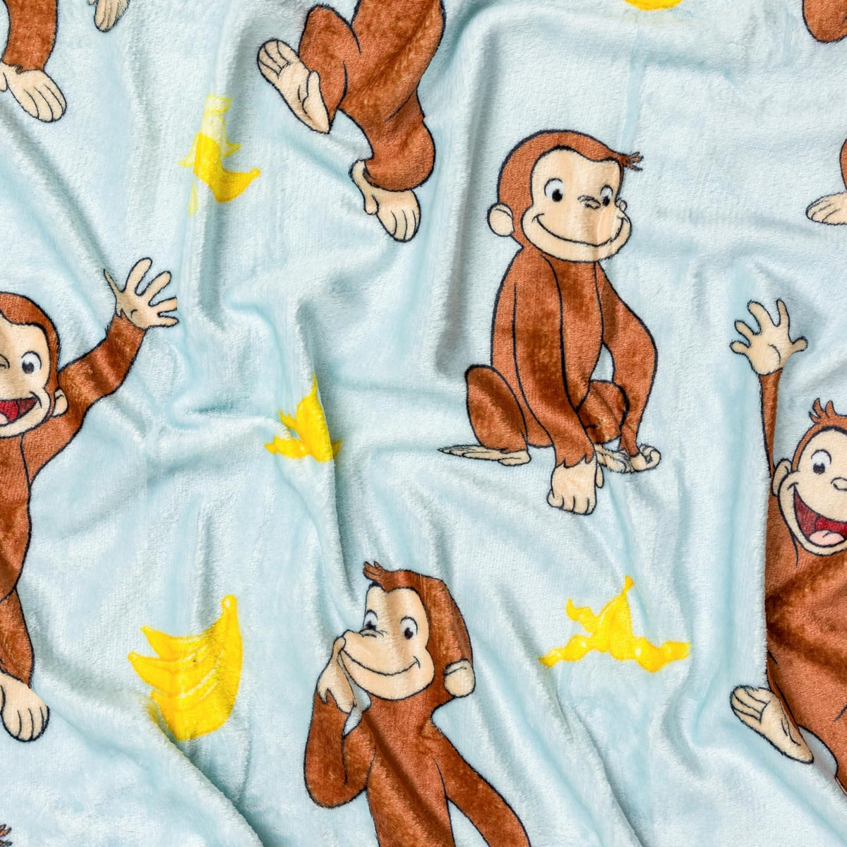 Silver Buffalo Curious George plátano Monkey - Manta de Franela Raschel de 45 x 60 Pulgadas, 185 g/m²