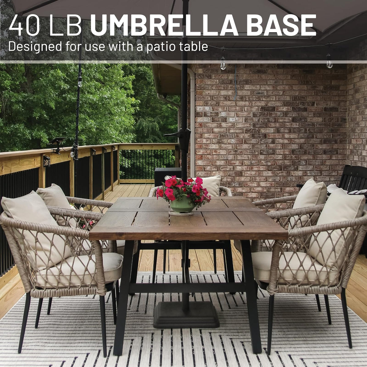 Base de paraguas de peso de EE. UU. de 40 libras, base de paraguas pesada para uso con mesa de patio, base resistente, tallo de 4 pulgadas, se adapta a tamaños de poste de 1 a 1.5 pulgadas, bronce