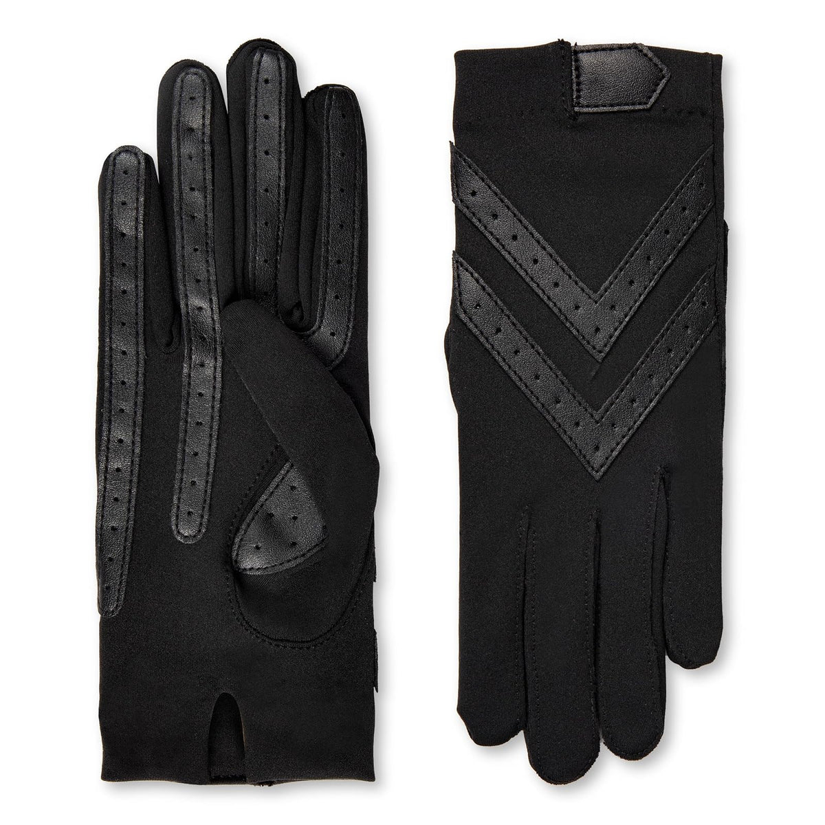 ISOTONER Guantes cortos de licra con tiras de piel en la palma guantes para clima frío para Mujer