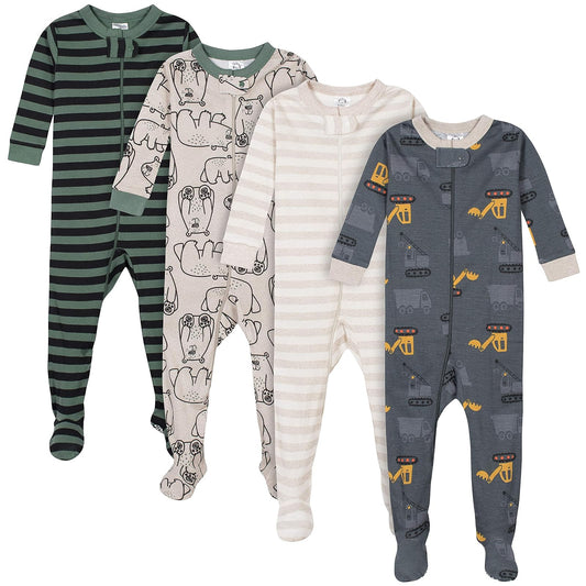 Gerber Paquete de 4 Pijamas con pies Mamelucos para bebs y Nios pequeos para bebés niños