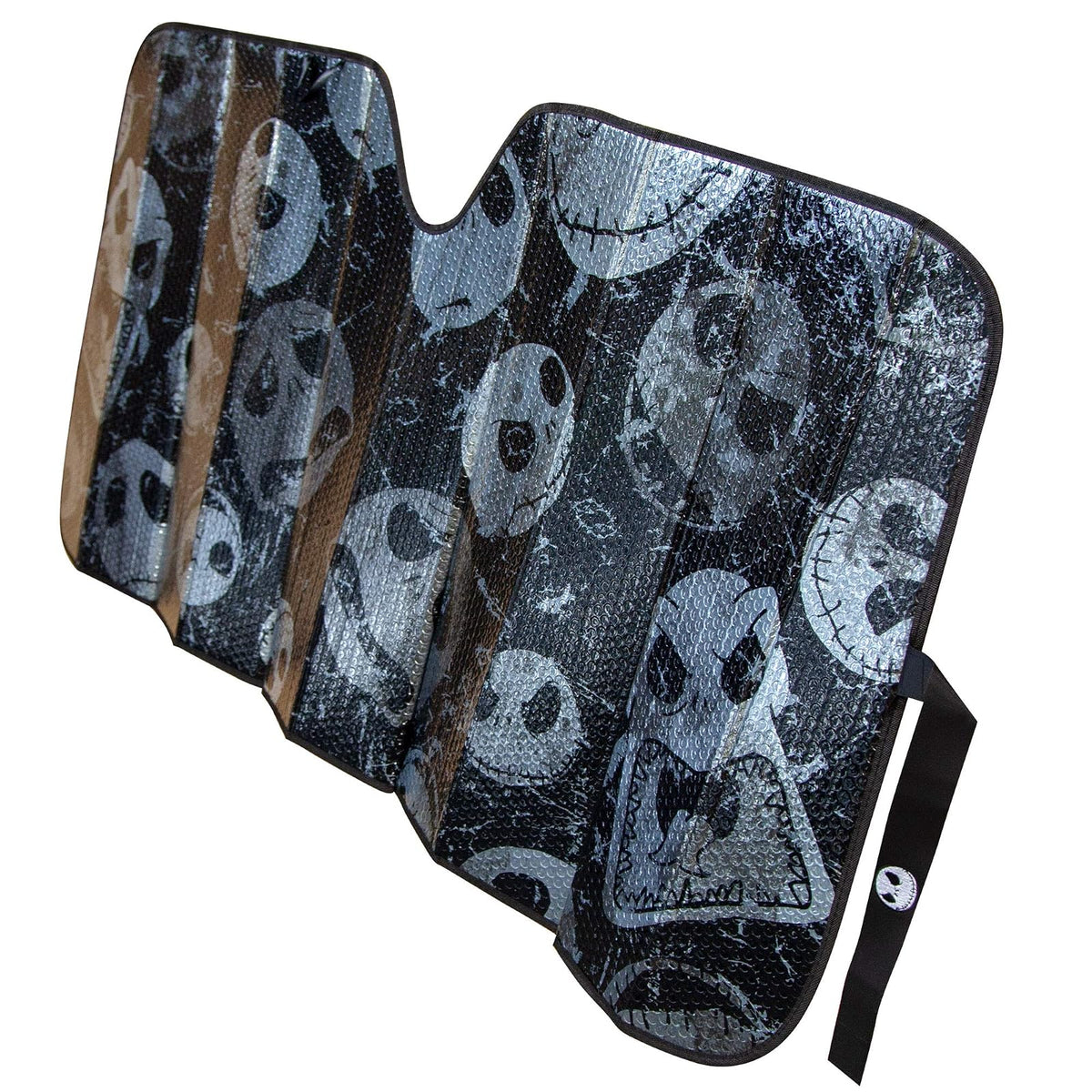Plasticolor 003855R01 Nightmare Before Christmas Jack Skellington Face Logo Black Foil Finish Car Truck or SUV Parasol Delantero para Parabrisas
