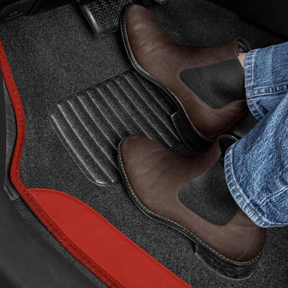 BDK Alfombrillas de Piso para Automóviles, Dos Tonos con Piel Sintética, Rojo/Negro, MT202