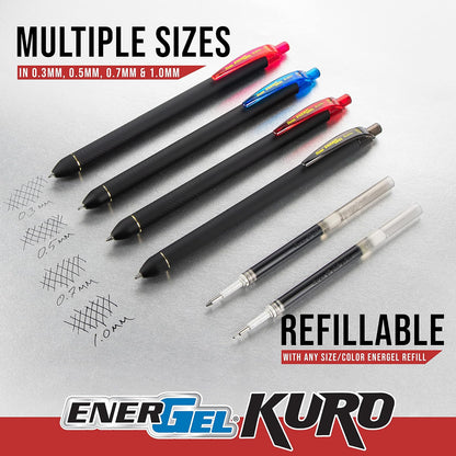 Pentel EnerGel Kuro Shades of the Ocean, bolígrafo retráctil de gel líquido, varios colores de tinta, paquete de 5 (BL437OCNPF5)