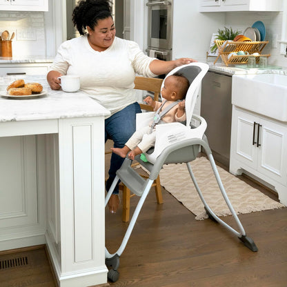 Ingenuity - Silla Alta 6 en 1 para bebé, apartir de 6 meses, multifuncional, con cinturón de seguridad de 5 puntos, 2 bandejas aptas para lavavajillas, adaptable al crecimiento, color gris