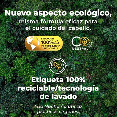 TIO NACHO - Shampoo Ultra Hidratante. Devuelve al cabello el 100% de hidratación, con jalea real y aceite de coco orgánico. Empaque 100% reciclado, botella con 950ml
