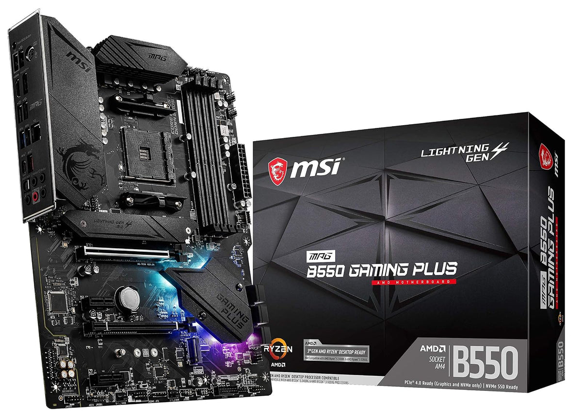 MSI MPG B550 Gaming Plus V1 Placa Base para Juegos (AMD Ryzen 5000, AM4, DDR4, PCIe 4.0, SATA 6Gb/s, M.2, USB 3.2 Gen 2, HDMI/DP, ATX)