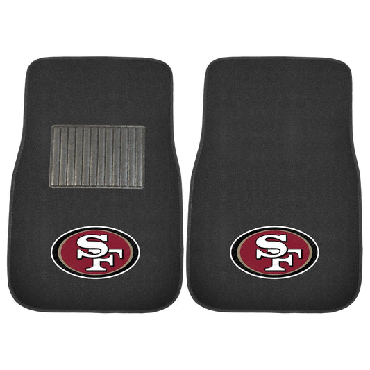 FANMATS 17120 San Francisco 49ers - Juego de Alfombrillas Bordadas de 2 Piezas con Logotipo del Equipo, Alfombrillas para automóvil de la Fila Delantera, Color Negro