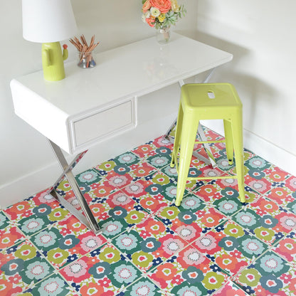 Con-Tact Brand Adorn FLRA-12N022-06 Adhesive Decorative and Removable Vinyl Floor, Flower Fields, Set of 6-12”x12” Tiles