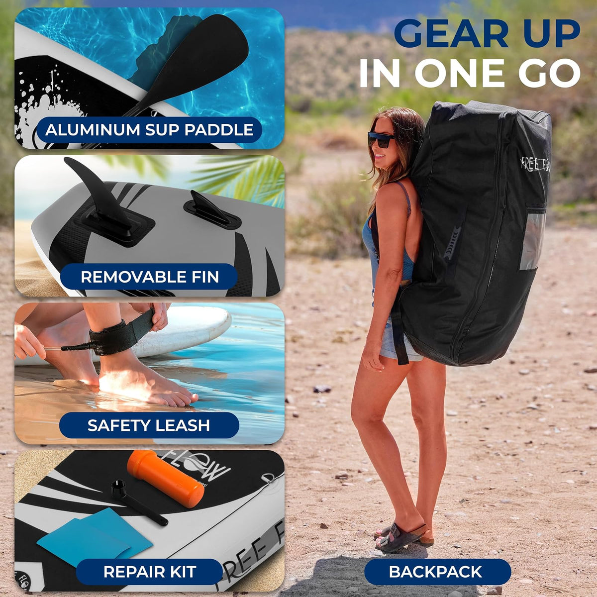 SereneLife Tabla Paddle Surf Inflable con Accesorios y Bolsa