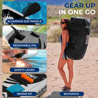 SereneLife Tabla Paddle Surf Inflable con Accesorios y Bolsa