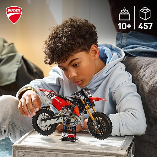 LEGO Technic Moto Ducati Desmo450 MX Factory – Juguete de Construcción para Mayores de 10 Años – Vehículo con Dirección y Suspensión – Idea de Regalo para Niños y Niñas – 42238
