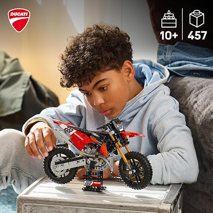 LEGO Technic Moto Ducati Desmo450 MX Factory – Juguete de Construcción para Mayores de 10 Años – Vehículo con Dirección y Suspensión – Idea de Regalo para Niños y Niñas – 42238