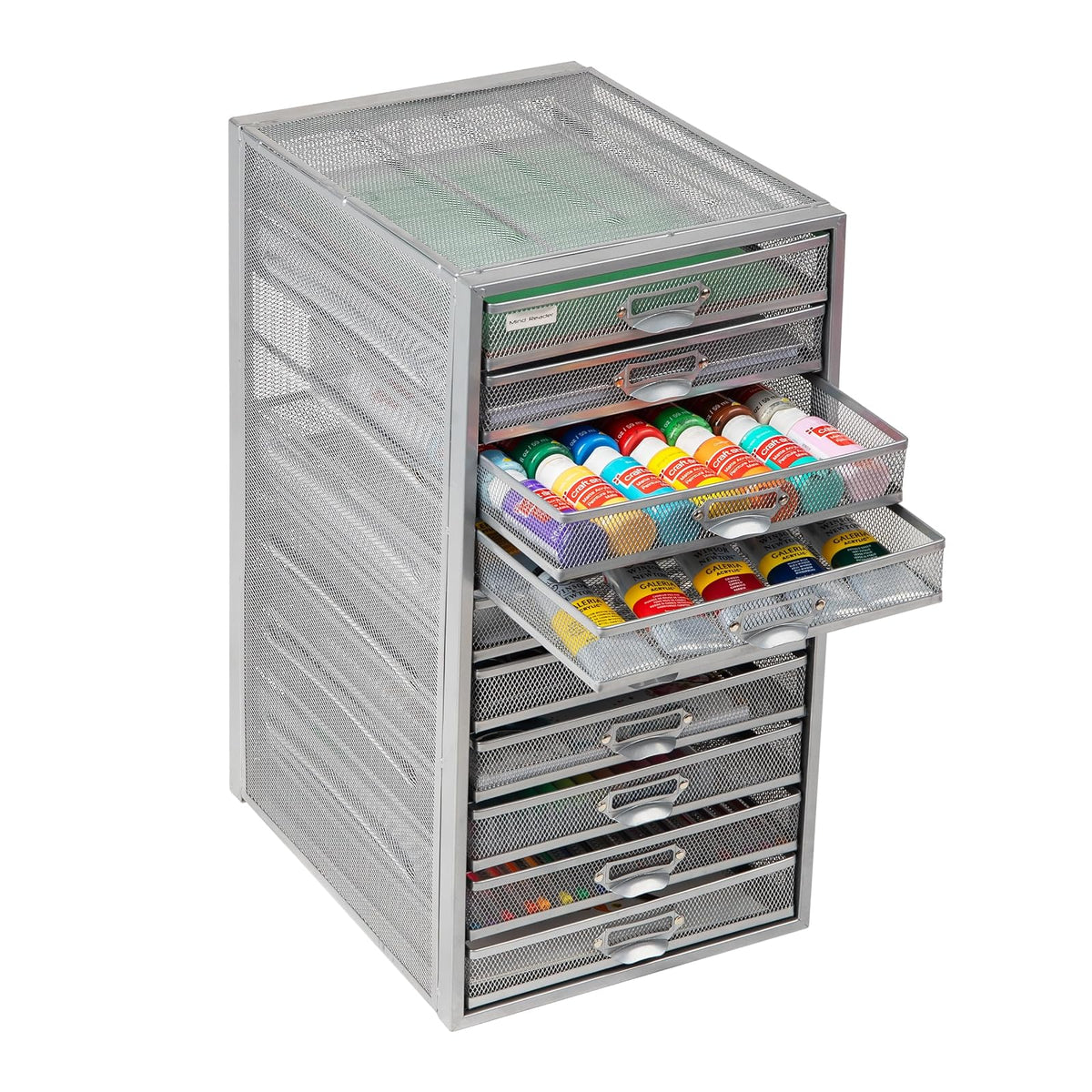 Mind Reader File Storage Drawers, Desk Organizer, Multi-Purpose, Crafts, Office, Metal Mesh, 10.75" L x 14" W x 21.25" H, Silver
