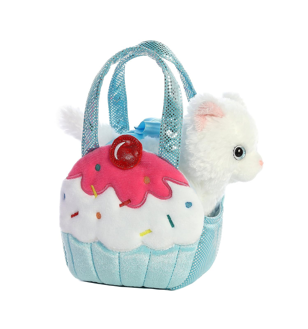 Aurora Pet Carrier Bolsa de Peluche con Mascota Removible 18 cm - Cupcake de gatito