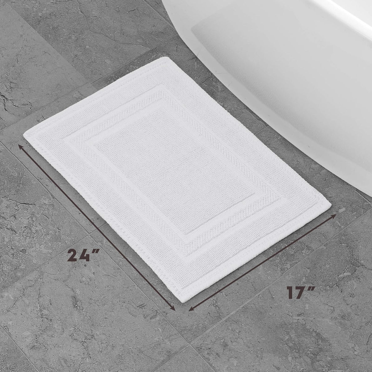Jean Pierre New York Alfombra de baño, algodón, Lavado a la Piedra, diseño Circuito, Contemporáneo, Blanco, 17x24 in., 1, 1