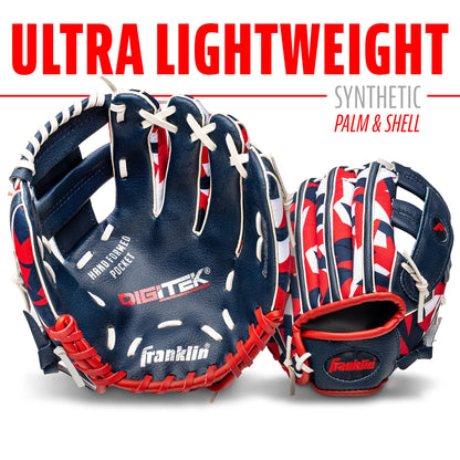 Franklin Sports 22858 Guantes de béisbol Unisex para Adolescentes de 9.5 Pulgadas, para niños, niñas, jóvenes, Azul Marino/Rojo, Talla 9.5 de EE. UU