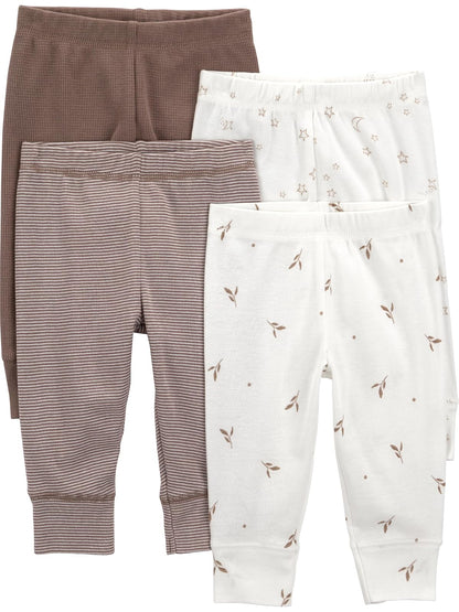 Simple Joys by Carter's Paquete de 4 Pantalones Unisex para Bebé - 12 Meses - Panda café