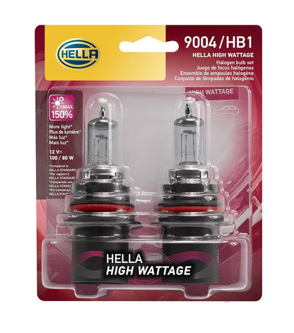 HELLA Foco Halógeno Estándar 9004, Cristal de Cuarzo y Terminal de Acero Inoxidable - High Wattage - 100 - 80W - Doble ampolla
