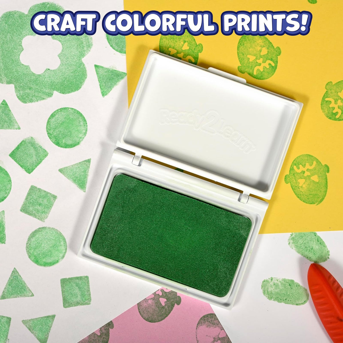 READY 2 LEARN - Almohadilla lavable para sellos – verde, no tóxico, resistente a la decoloración, perfecto para álbumes de recortes, carteles y tarjetas