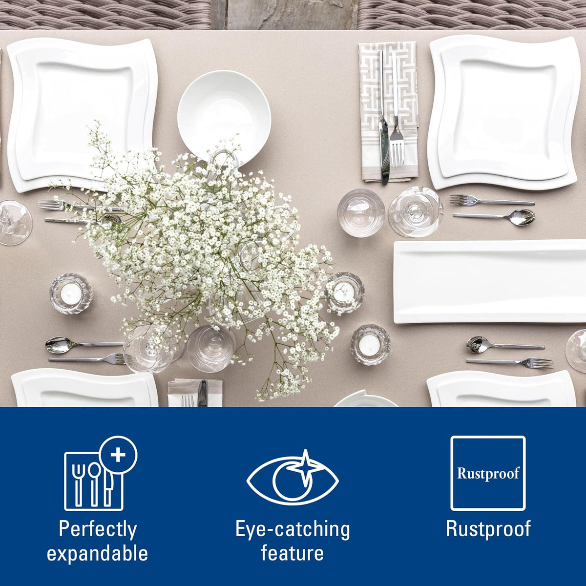Villeroy & Boch NewWave Collection Juego de cubiertos de 20 piezas, servicio para utensilios de acero inoxidable 4, 18/10, apto para lavaplatos