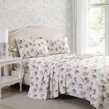 Laura Ashley Juego de Sábanas Queen Percal Ashfield | Beige, Individual, 4 piezas, tela de algodón