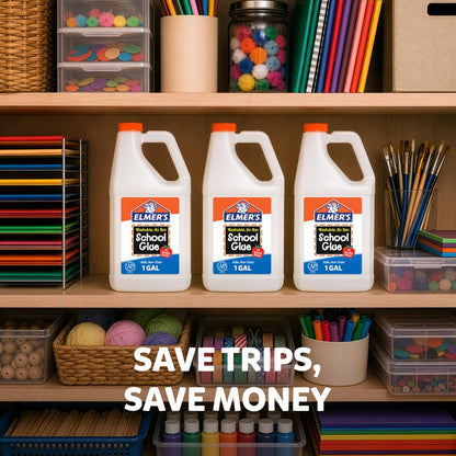 Elmer's Washable No-Run School Glue, 1 Gallon Jug (E340)