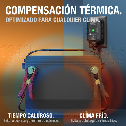 NOCO GENIUS1: Cargador de batería Inteligente 6V/12V 1A – Mantenedor automático, Cargador Lento y desulfatador con protección contra sobrecarga y compensación térmica – para baterías Plomo y Litio